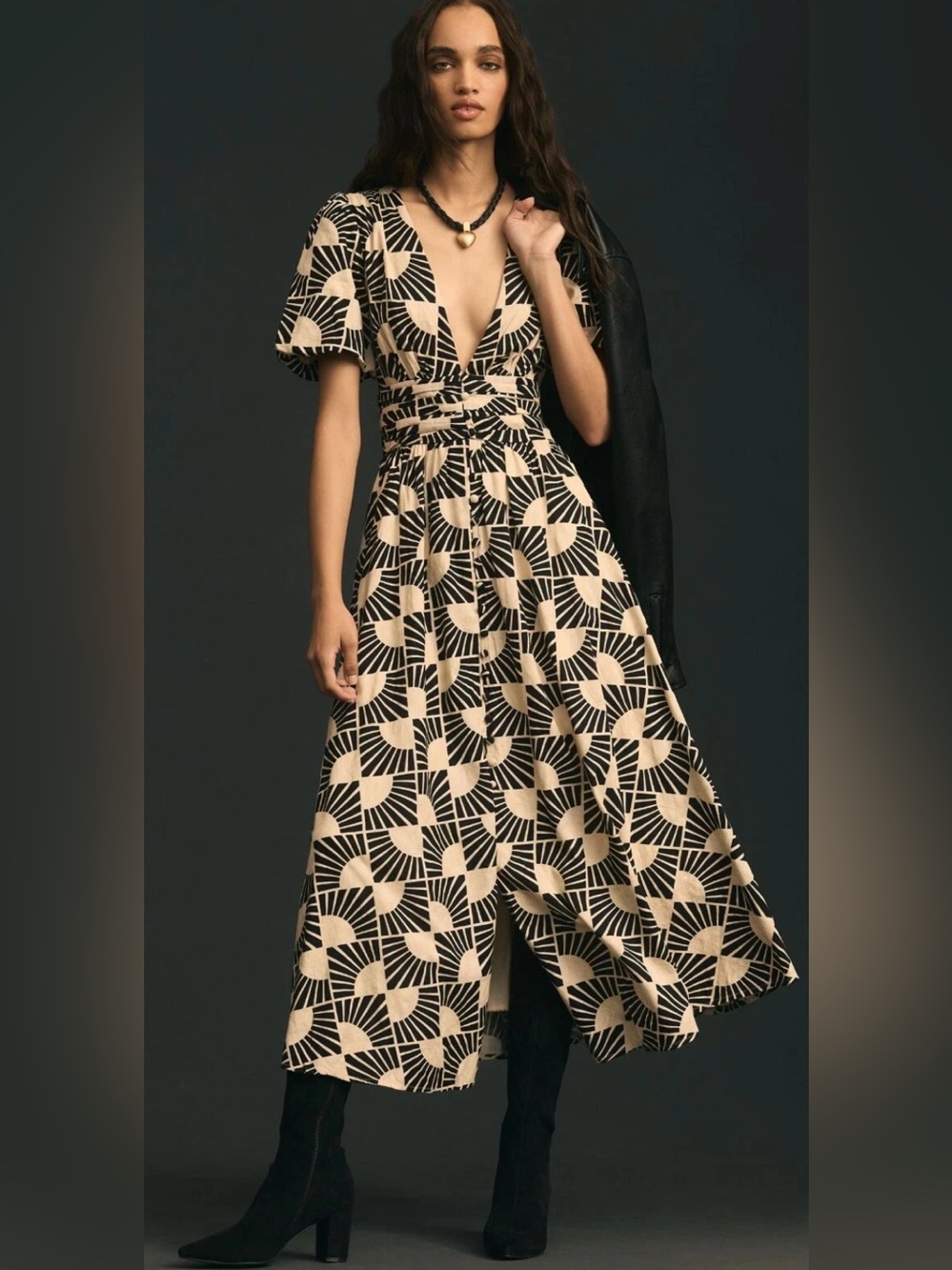 NWT Anthropologie Katerina V-Neck Puff Sleeve Dress Sz: XXS - Picture 2 of 12